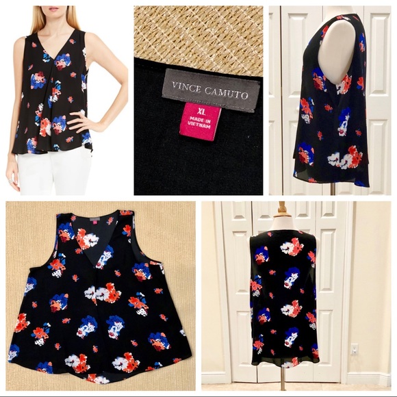 SOLD Vince Camuto V-Neck Drape Front High-Low Top - Picture 2 of 8